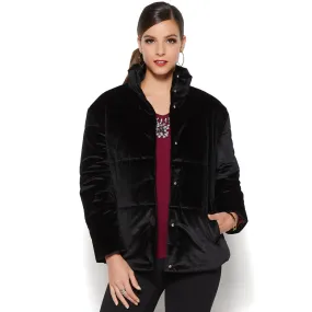 IMAN Platinum Wrap Yourself in Luxury Velvet Puffer Coat - XS, S & M