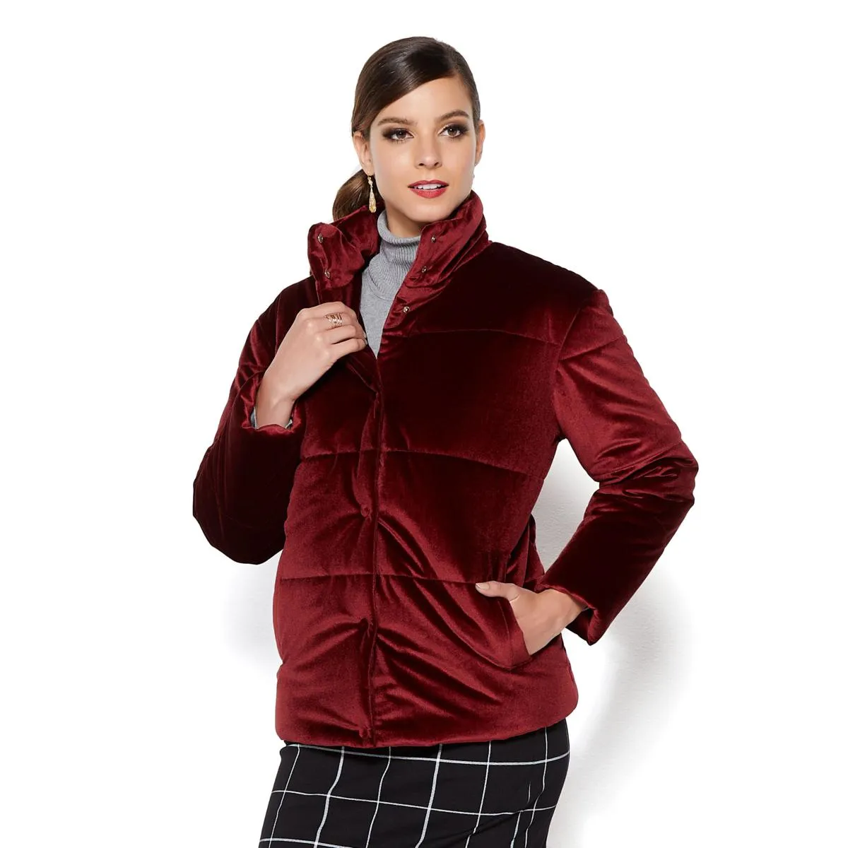 IMAN Platinum Wrap Yourself in Luxury Velvet Puffer Coat - XS, S & M