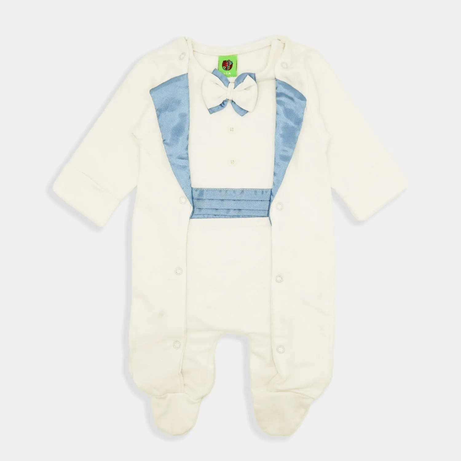 Infant Boys Knitted Romper Formal Satin-White