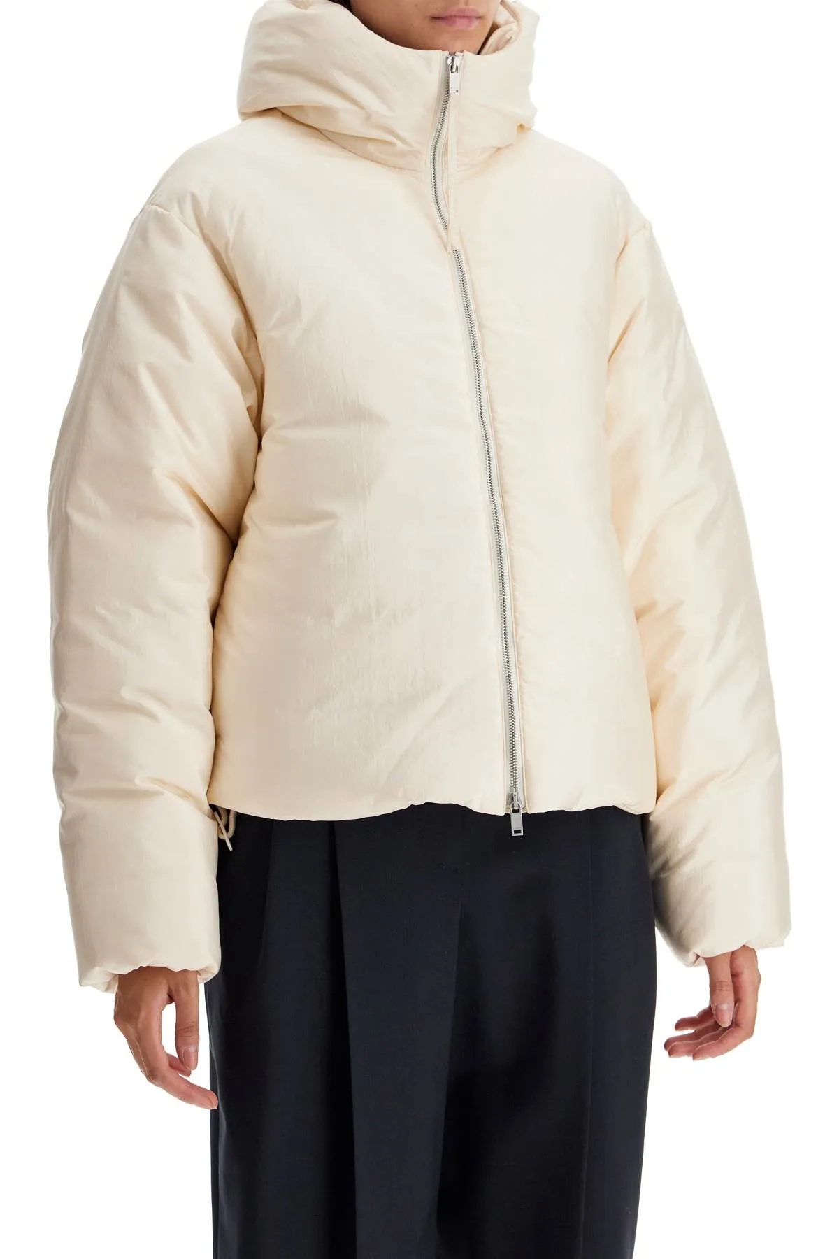 JIL SANDER short down jacket in habotai silk blend