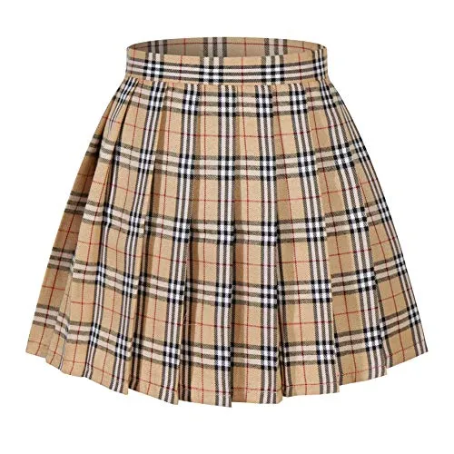 JOSKAA 2024 new Harajuku Japanese School Uniform Beige Plaid Pleated Skirt