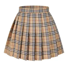 JOSKAA 2024 new Harajuku Japanese School Uniform Beige Plaid Pleated Skirt