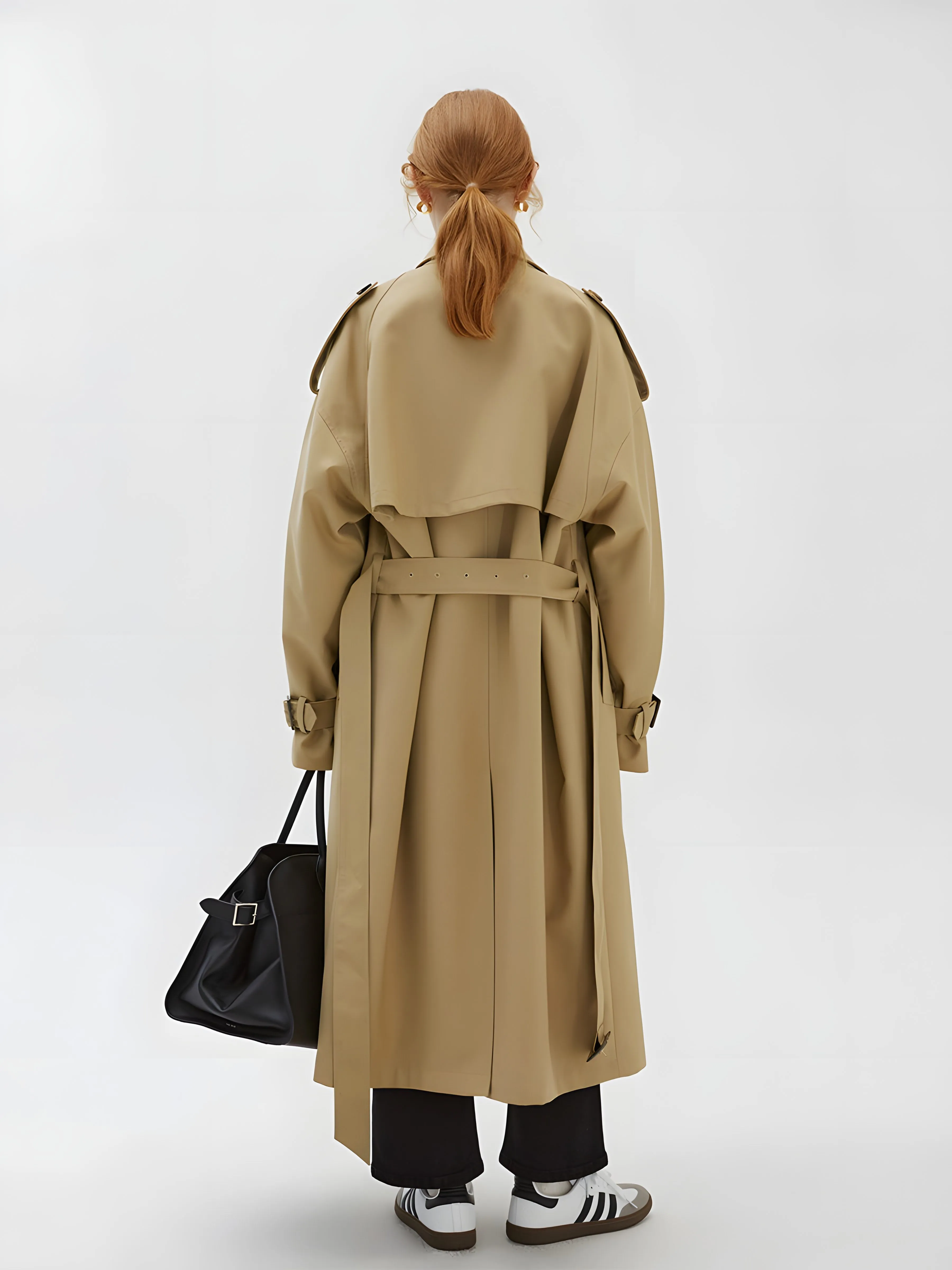 Khaki Double-Breasted Trench Coat