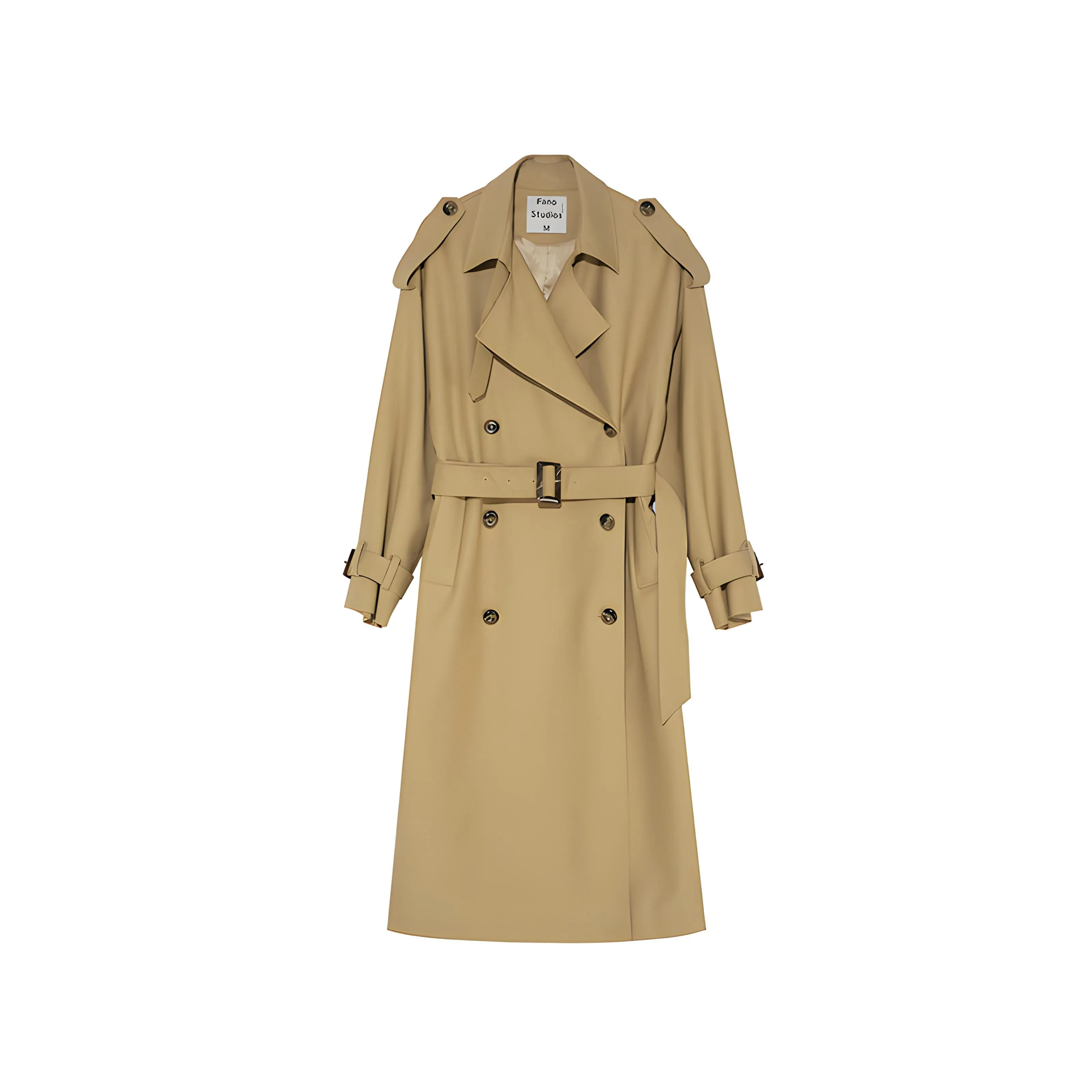 Khaki Double-Breasted Trench Coat
