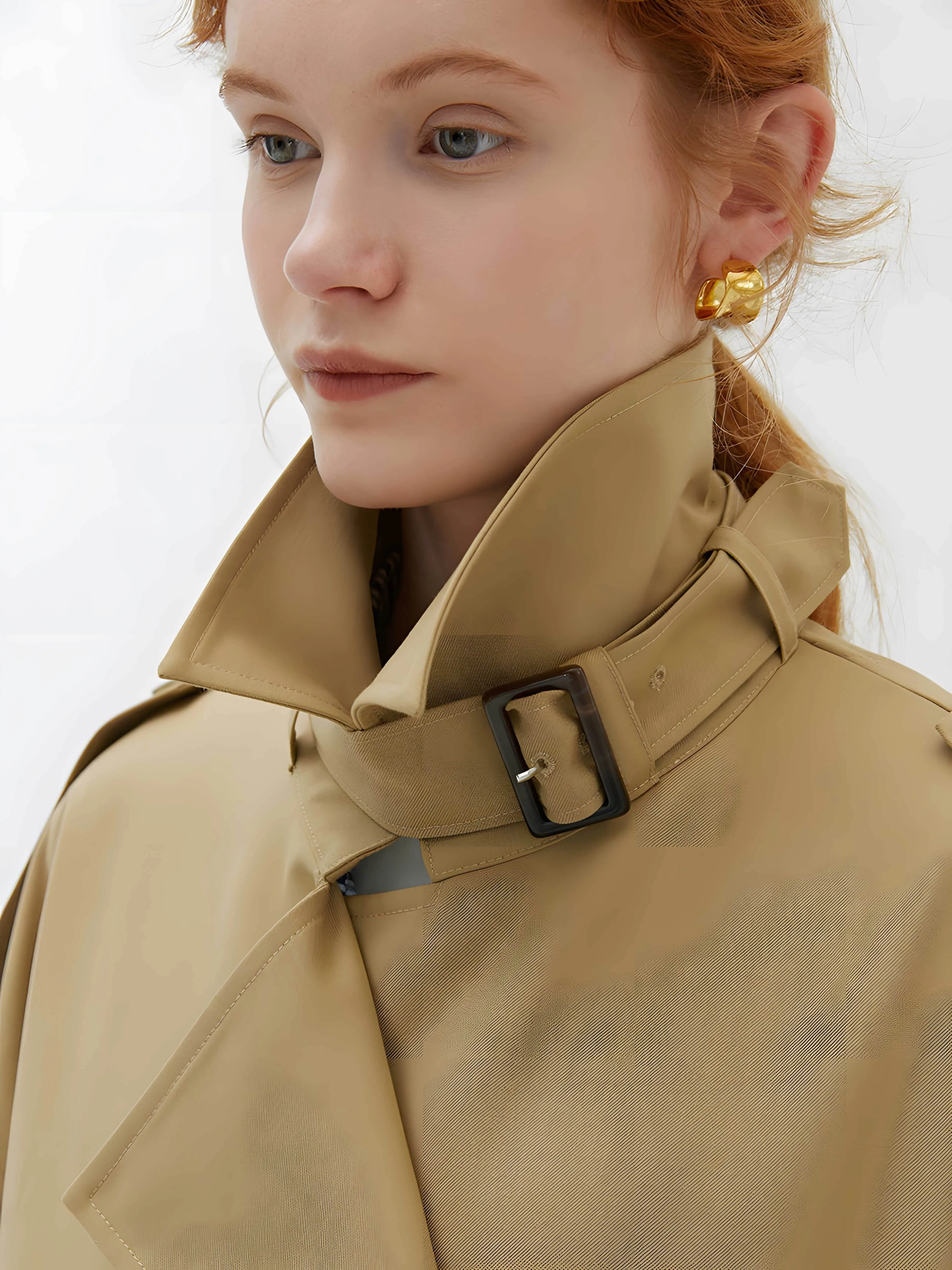 Khaki Double-Breasted Trench Coat