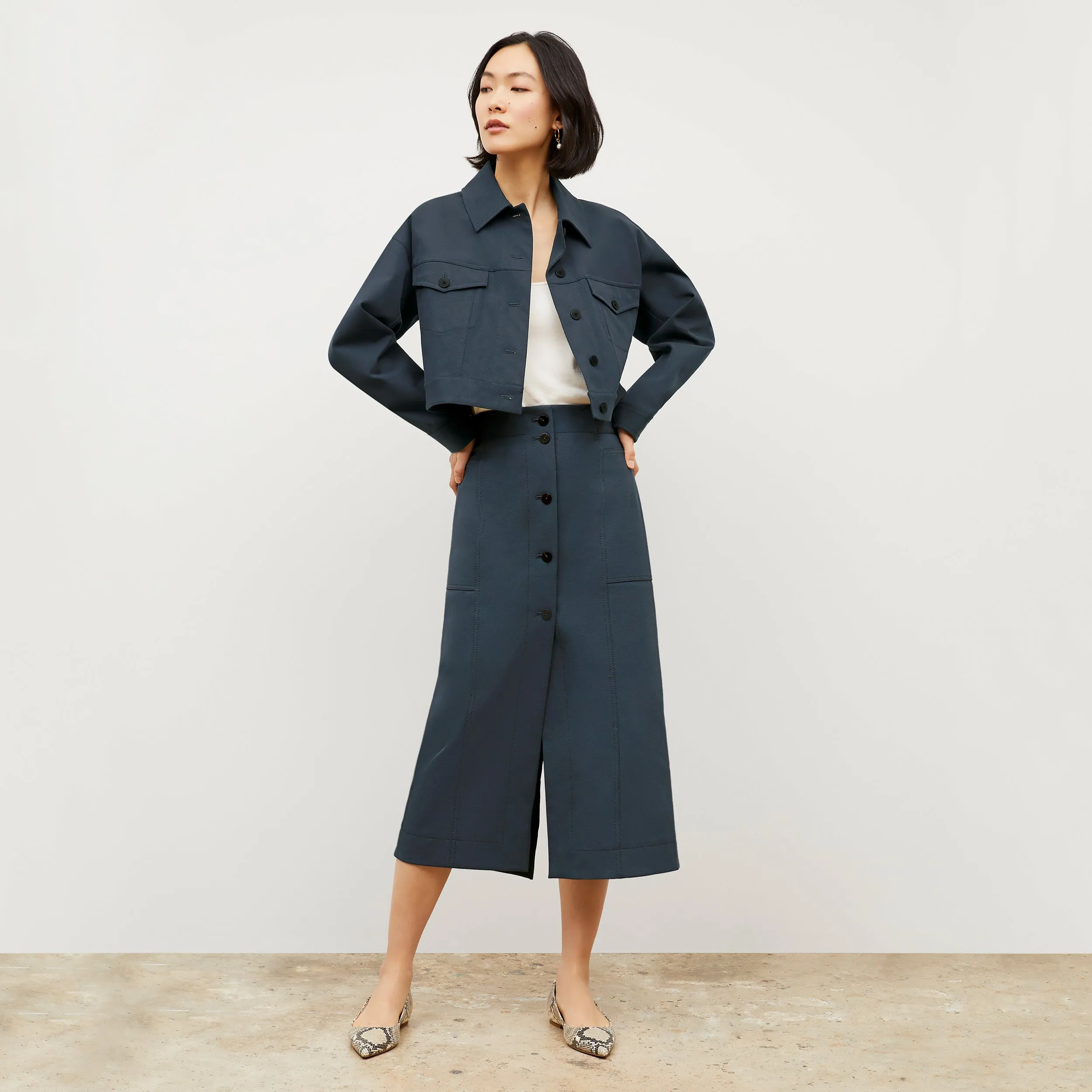Lane Skirt - Eco Better Than Denim :: Dusty Indigo
