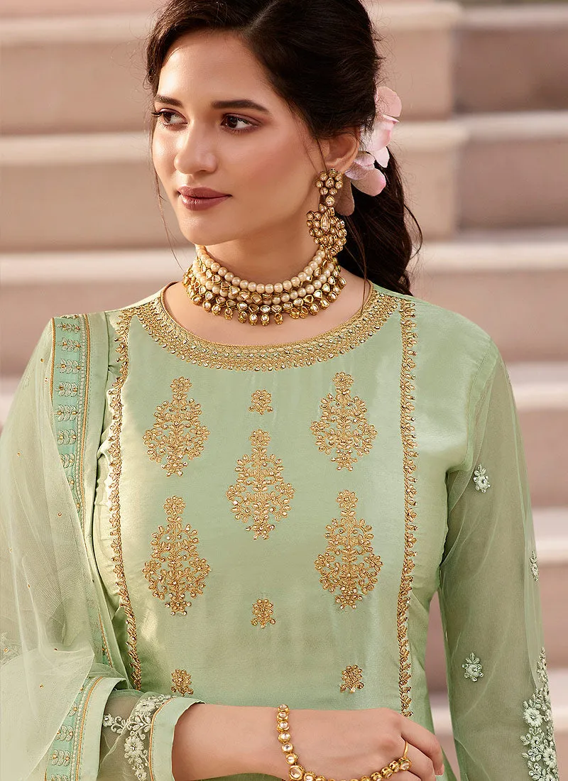 Light Green Traditional Sharara Suit