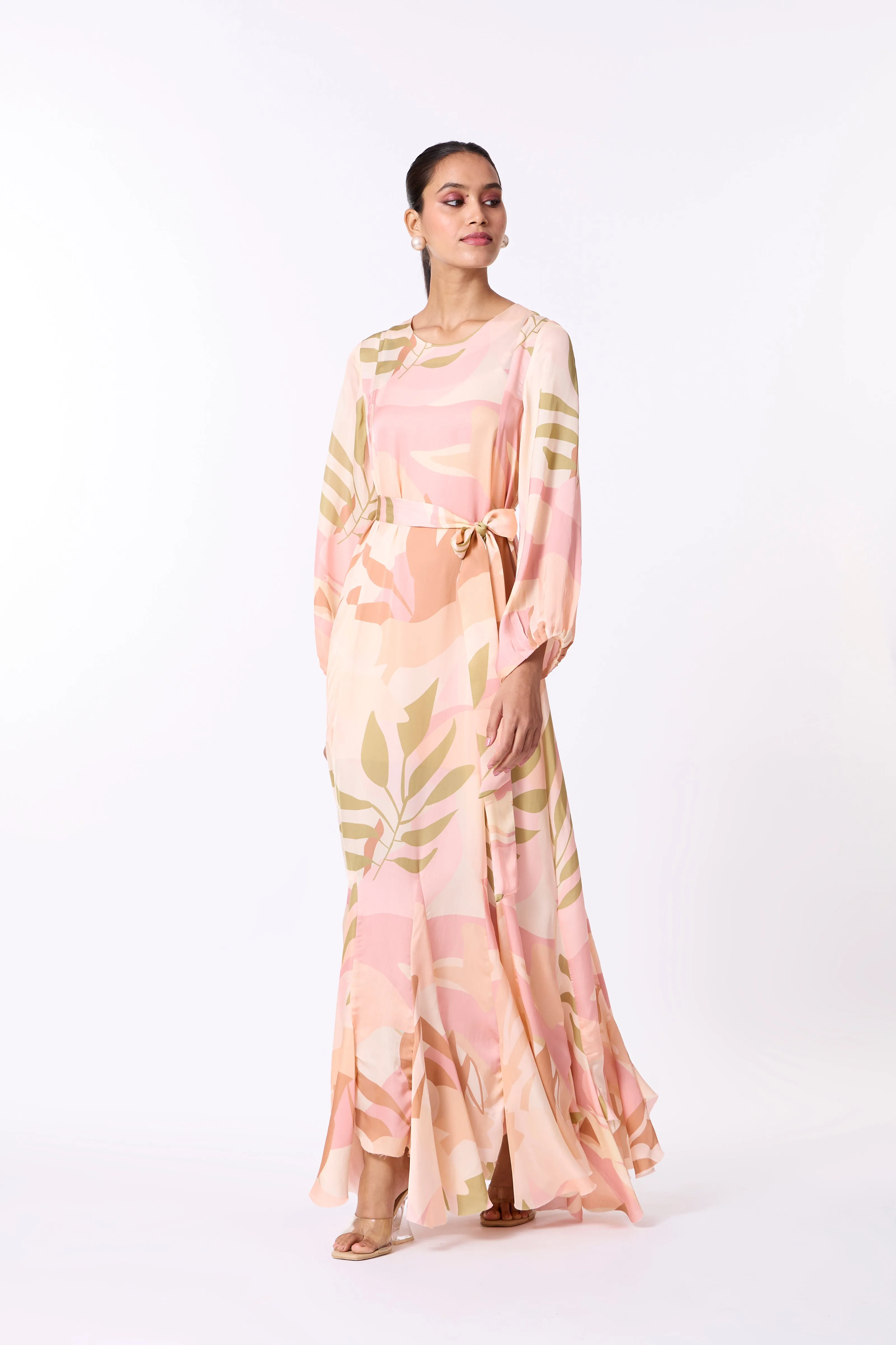 Lillian Dress - Peach, Dull Pink & Taupe