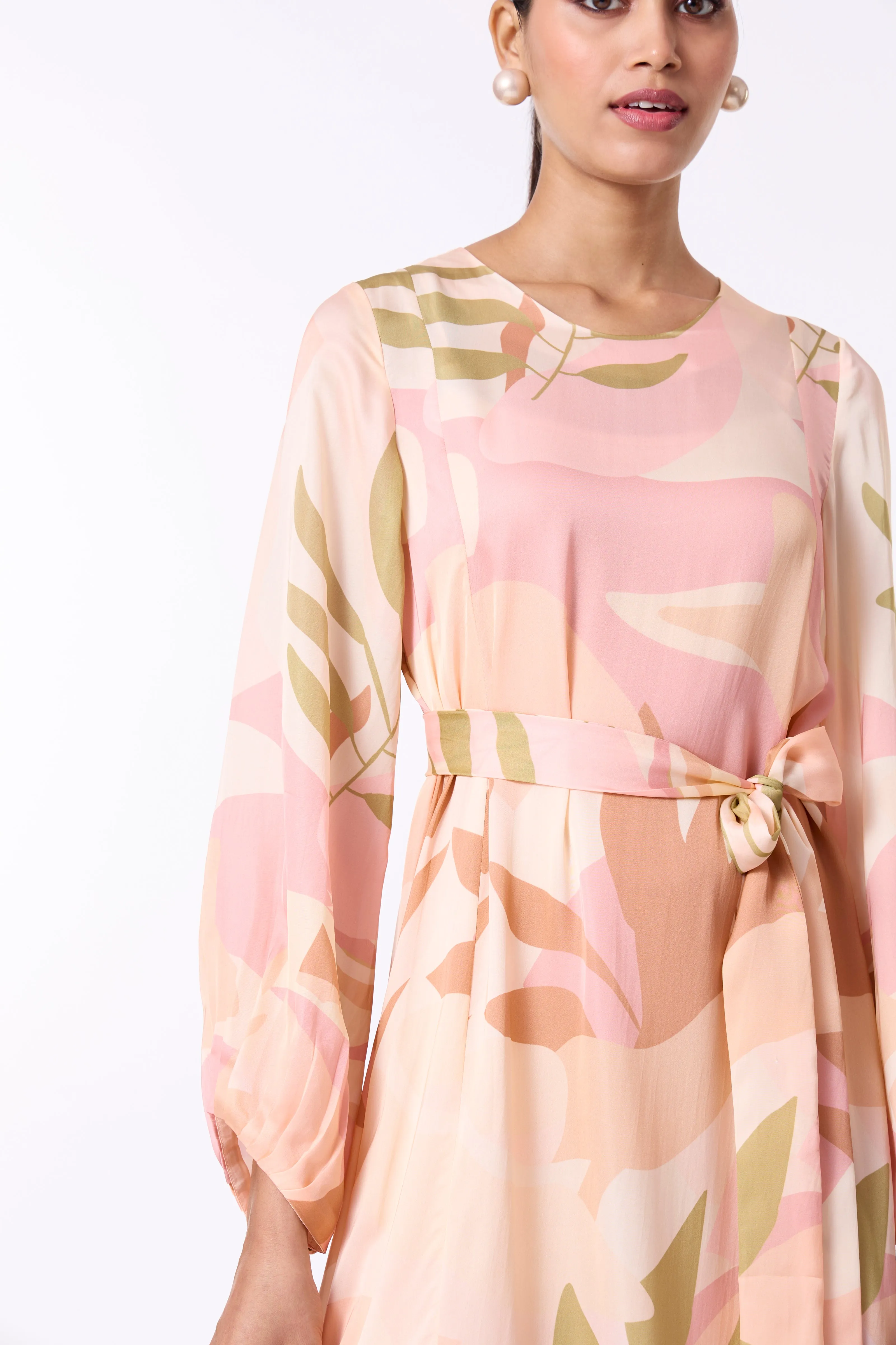Lillian Dress - Peach, Dull Pink & Taupe