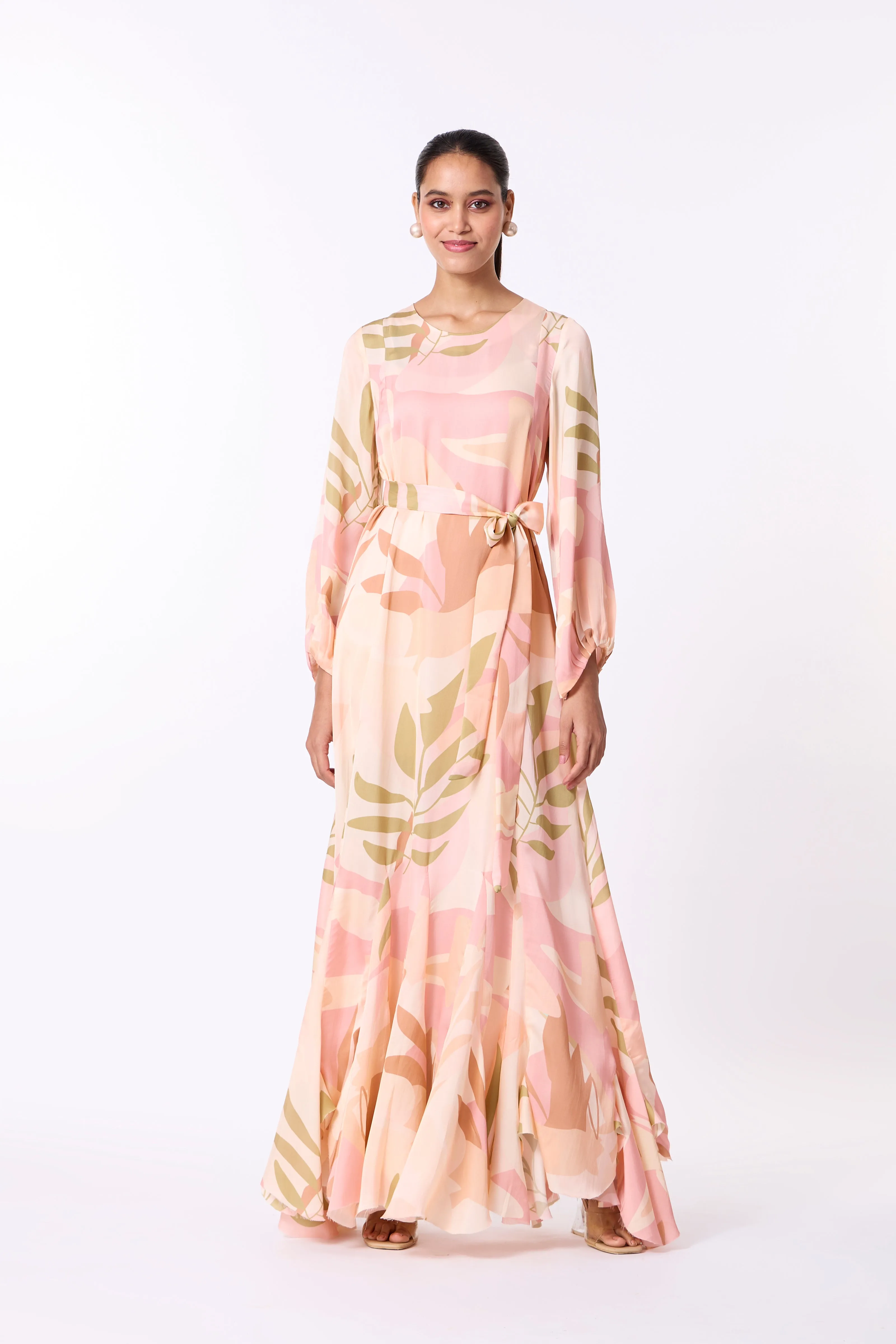 Lillian Dress - Peach, Dull Pink & Taupe
