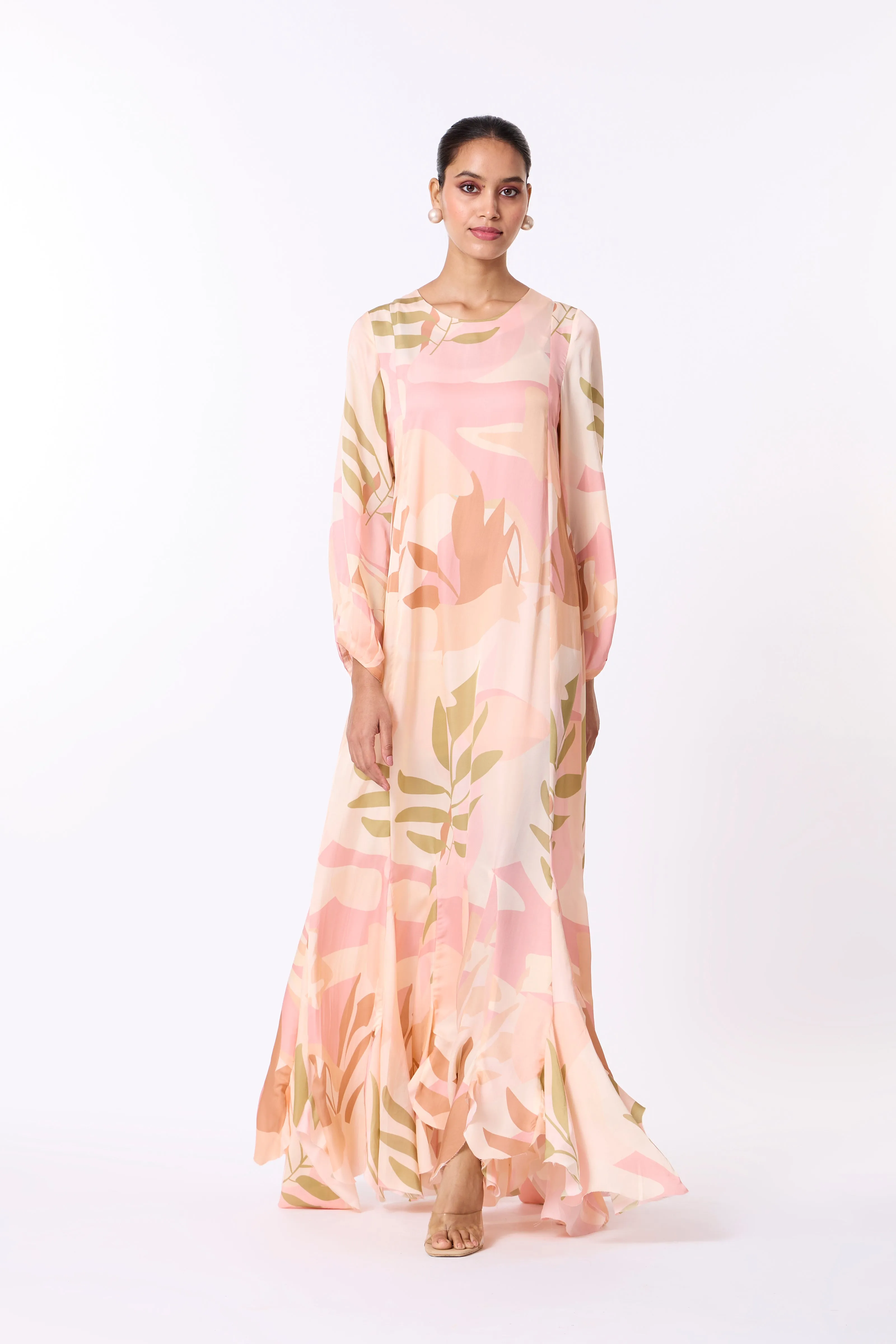 Lillian Dress - Peach, Dull Pink & Taupe