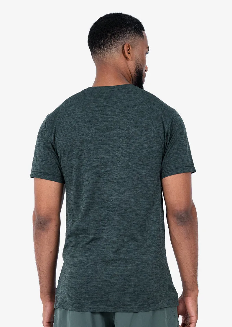 Mens Seamless Tee Khaki Green Melange