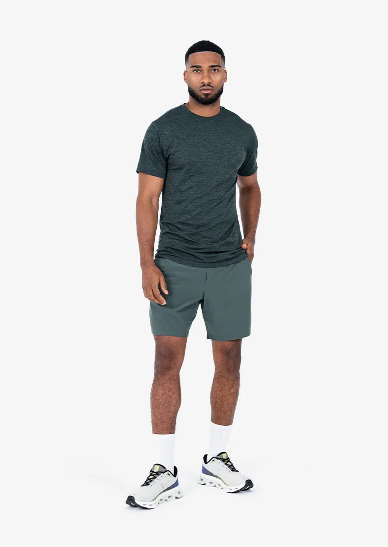Mens Seamless Tee Khaki Green Melange