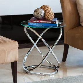 Monarch Clear Glass Round Coffee/Side End Table With Chrome Base