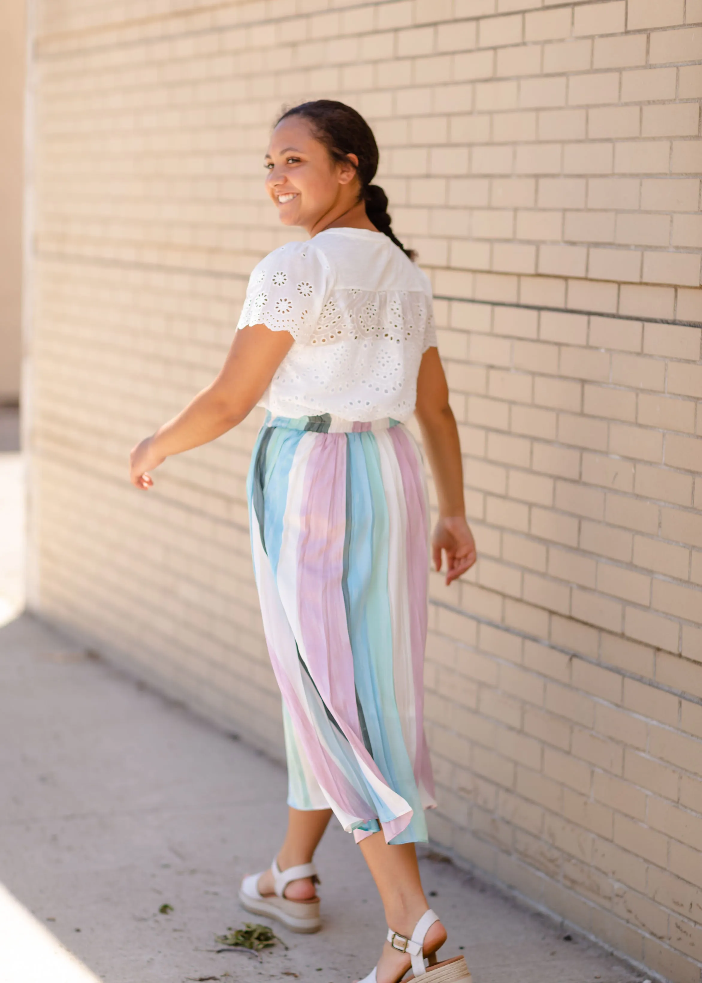 Multi Color Stripe Pleated Skirt - FINAL SALE