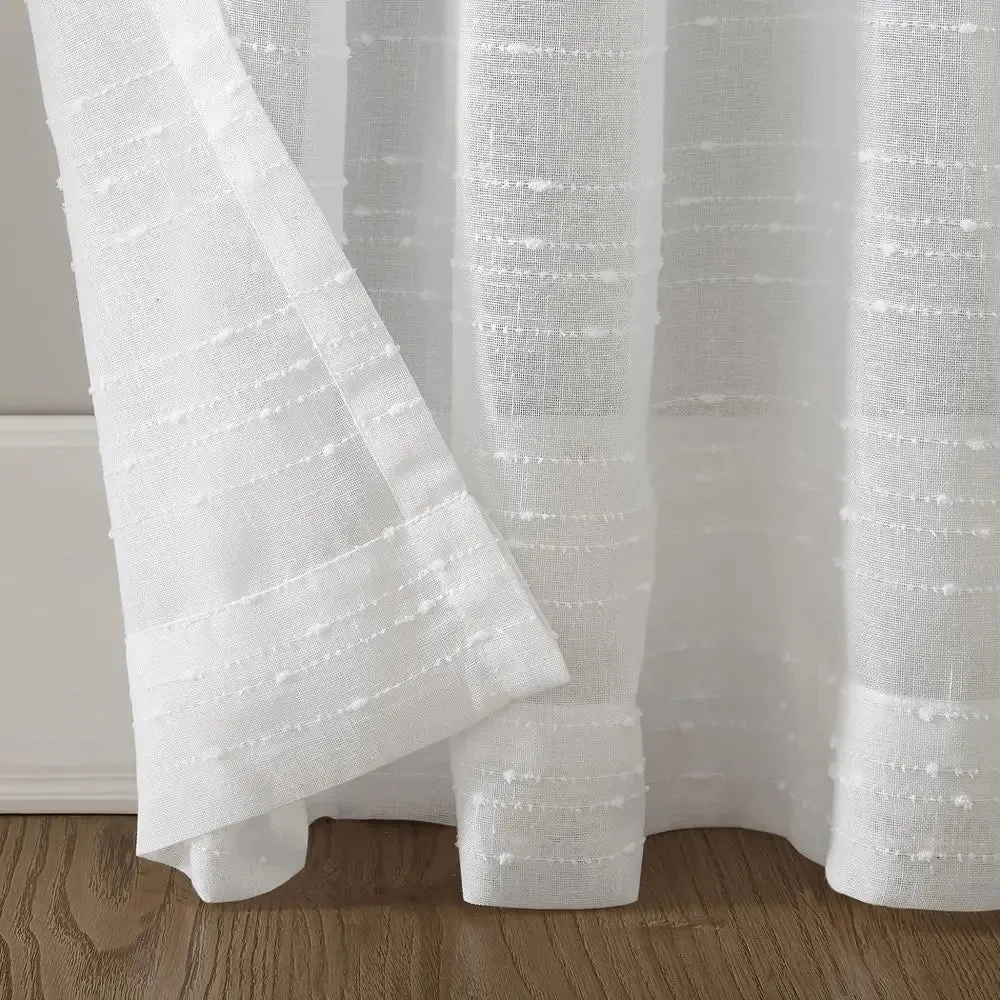 New - 95"x52" Textured Slub Stripe AntiDust Curtain Panel White - Clean Window