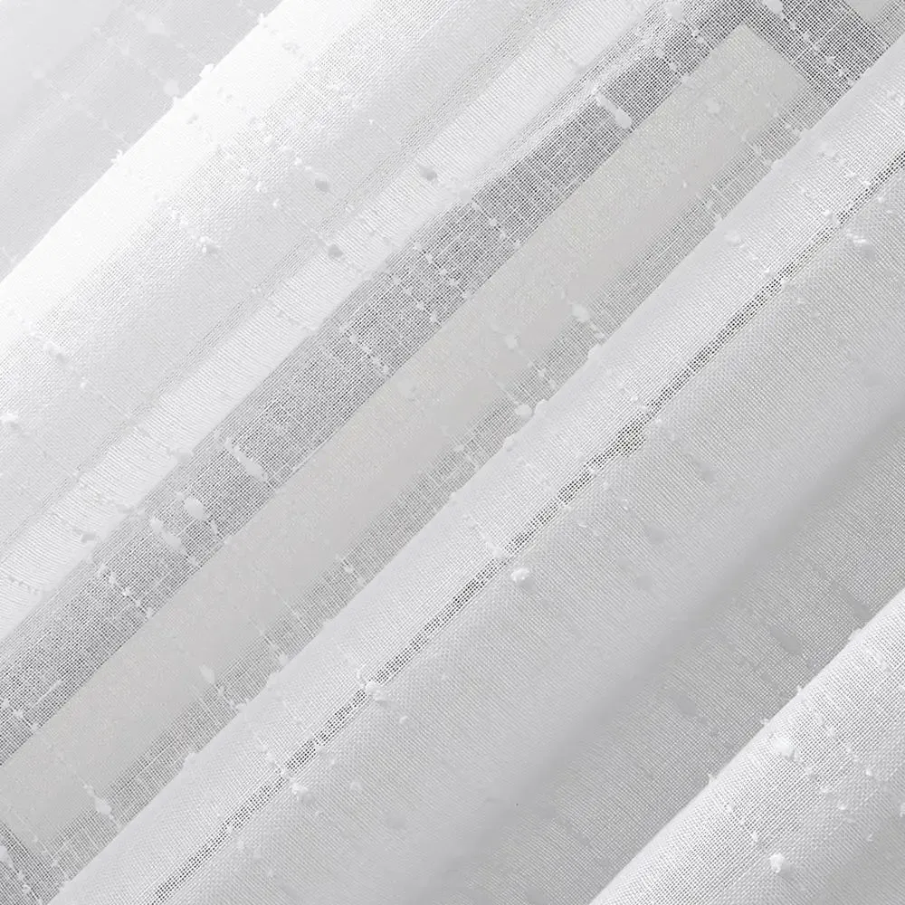 New - 95"x52" Textured Slub Stripe AntiDust Curtain Panel White - Clean Window