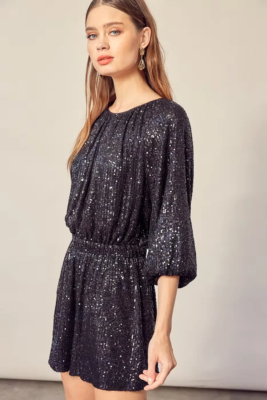 Night to Remember Sequin Romper - Black
