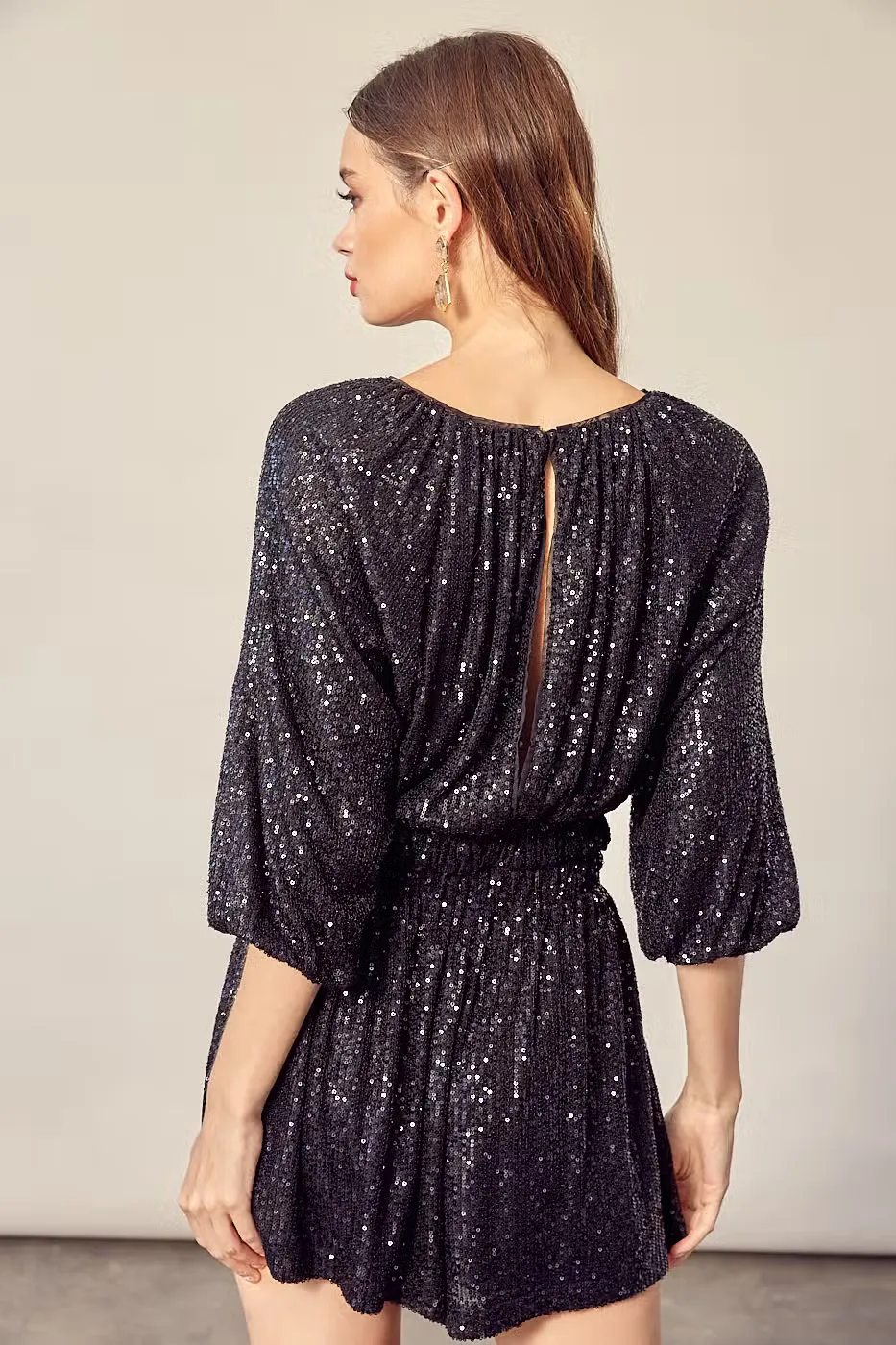 Night to Remember Sequin Romper - Black