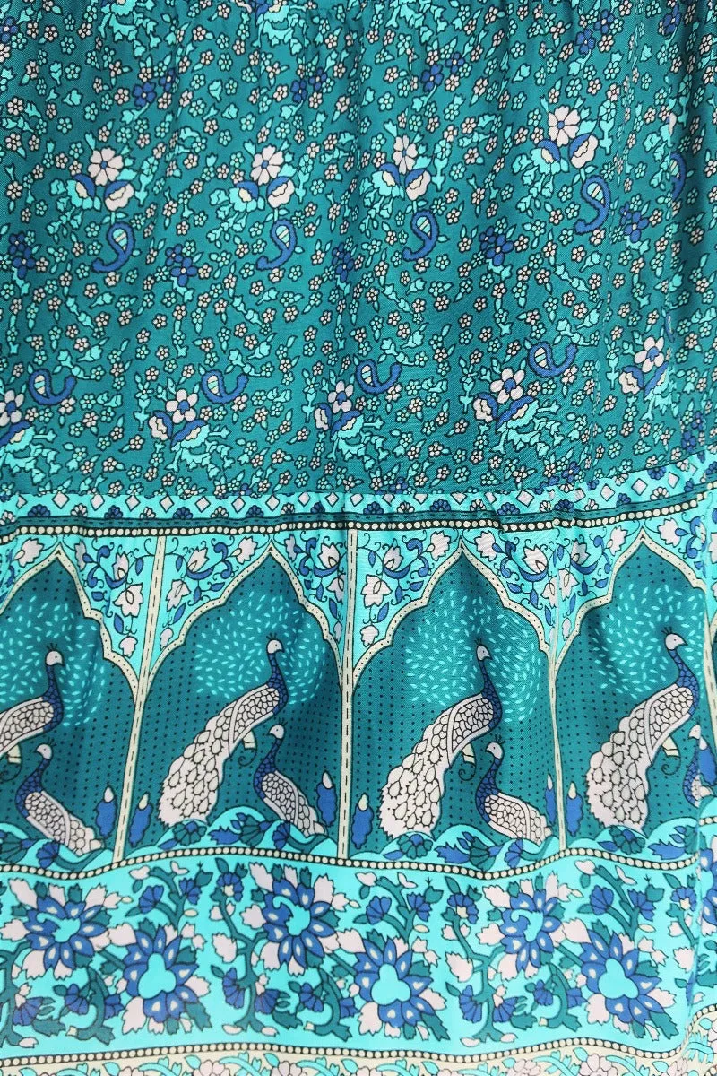 Peacock Prairie Skirt in Ocean & Indigo - Free Size