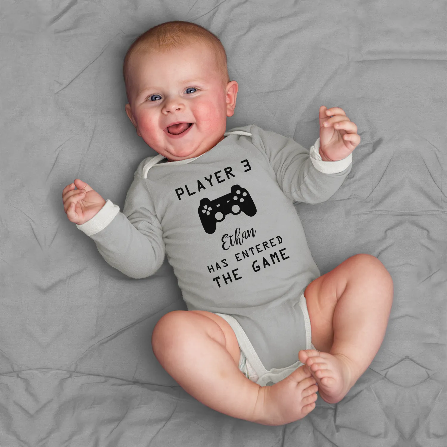 [Personalized] Endanzoo Pregnancy Announcement Organic Long Sleeve Baby Bodysuit - Player 3