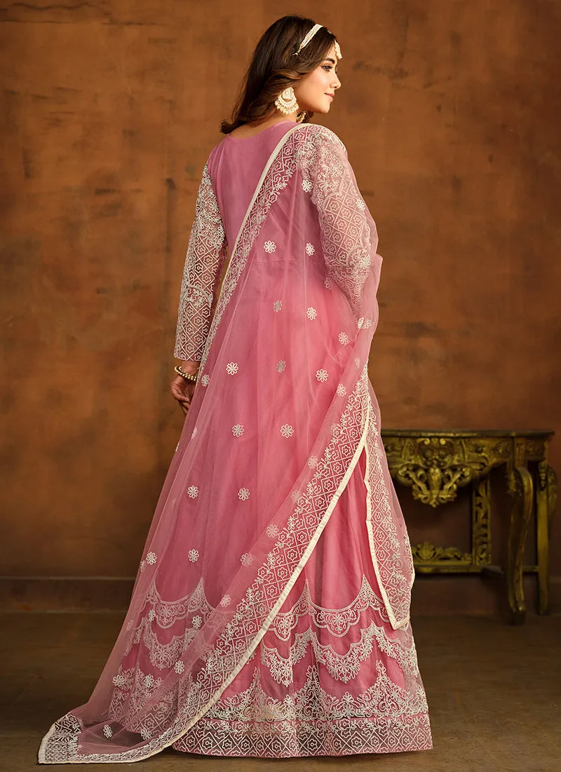 Pink Embroidery Traditional Anarkali Gown