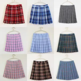 Plus Size Harajuku Kawaii Fashion Pastel Plaid Pleated Tennis Skirt (13 Colors)
