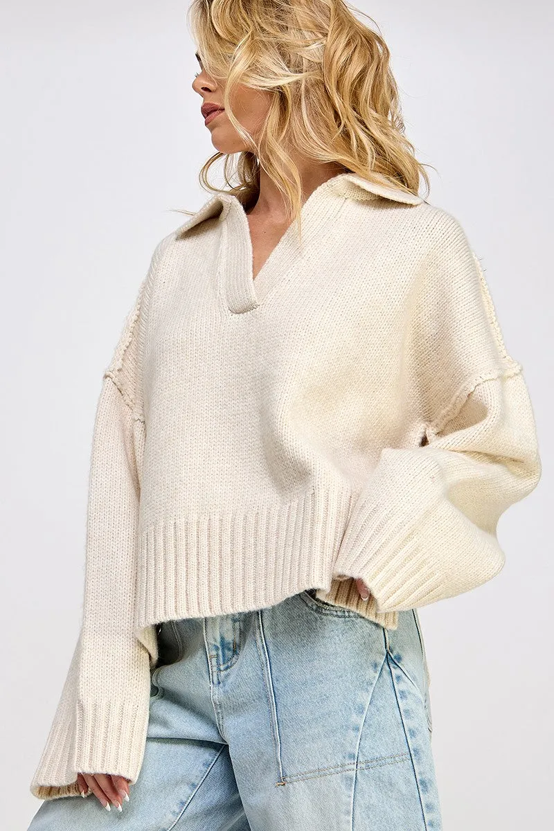 Polo Collar Soft Sweater