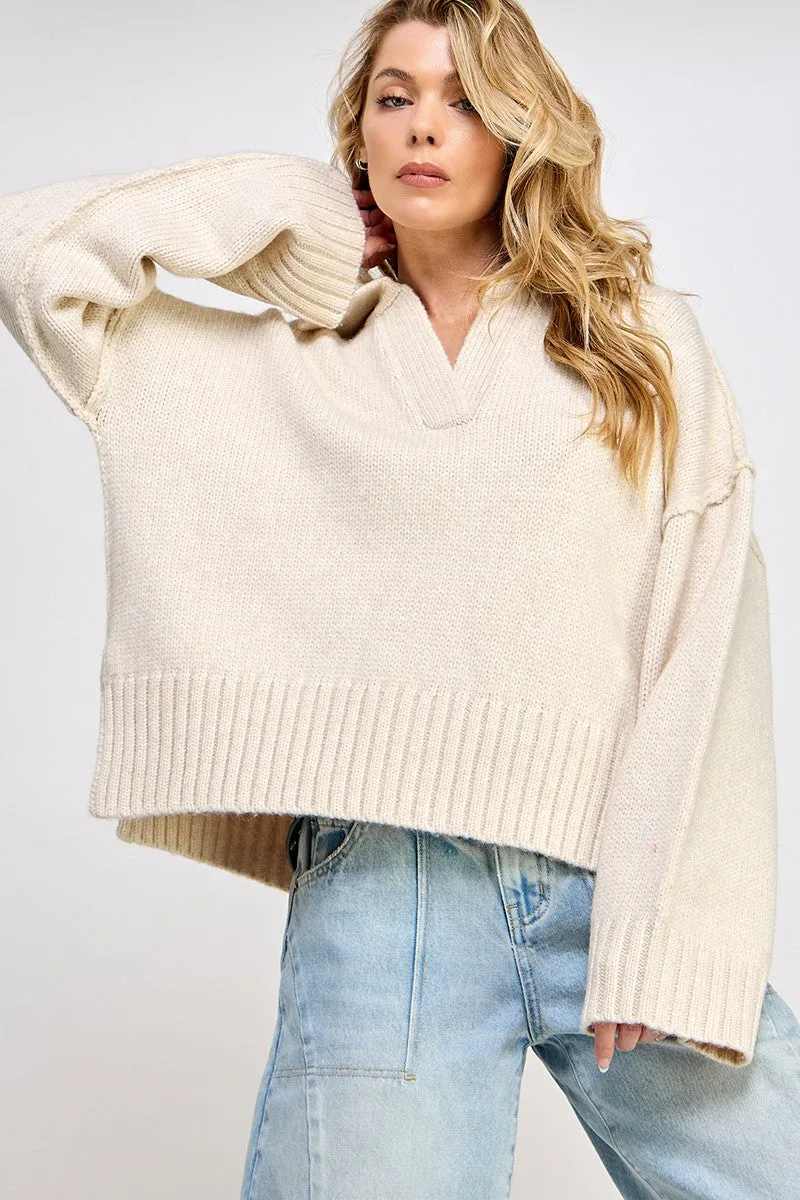 Polo Collar Soft Sweater