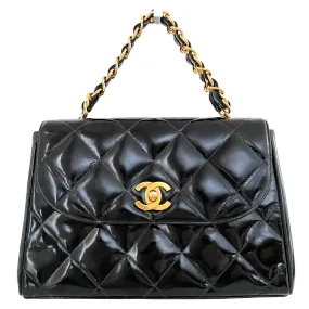 Quilted Matelasse Patent Chain  Bag