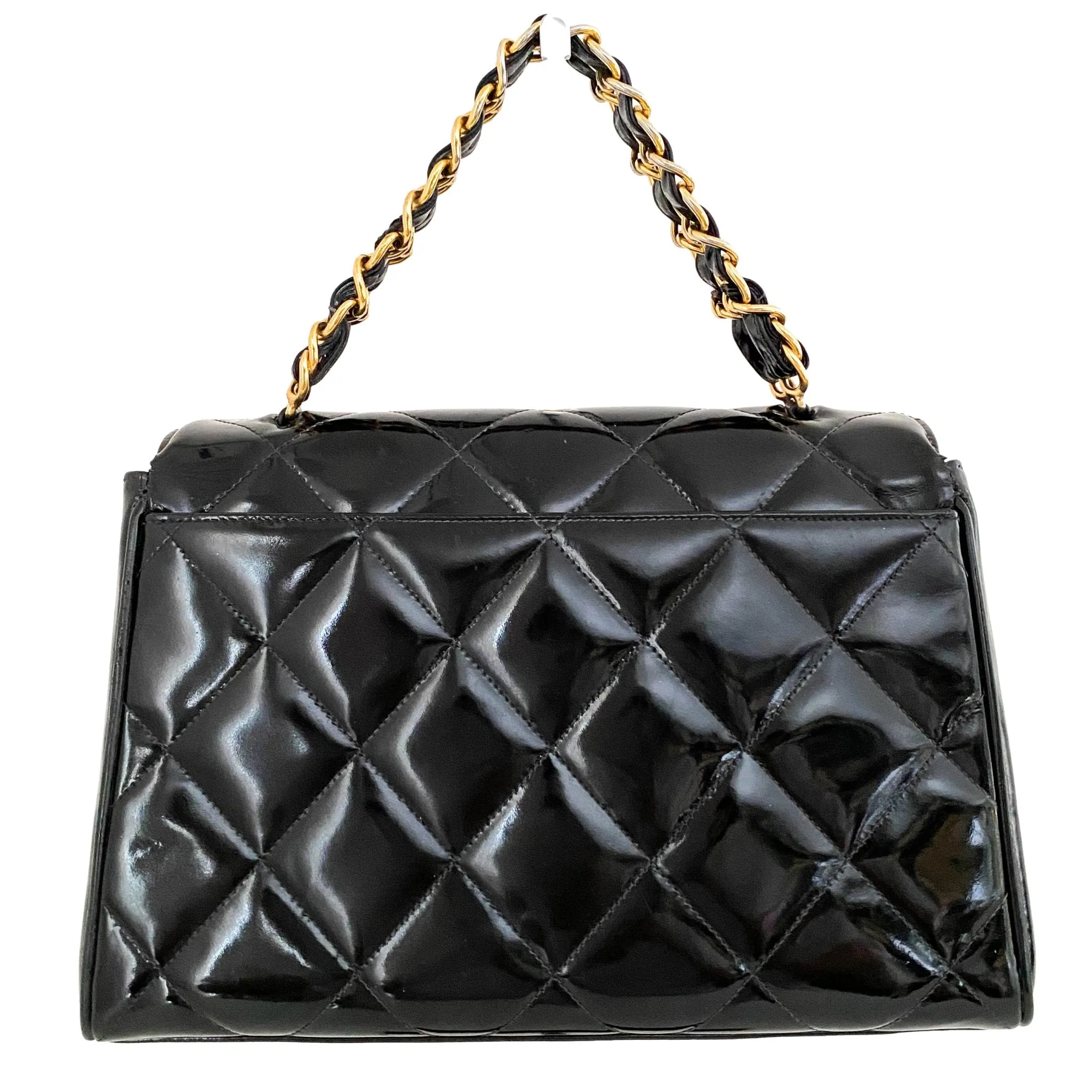 Quilted Matelasse Patent Chain  Bag