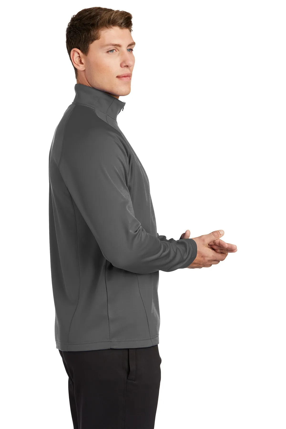 Sport-Tek Sport-Wick Fleece Custom 1/4-Zip Pullovers, Dark Smoke Grey/ Black