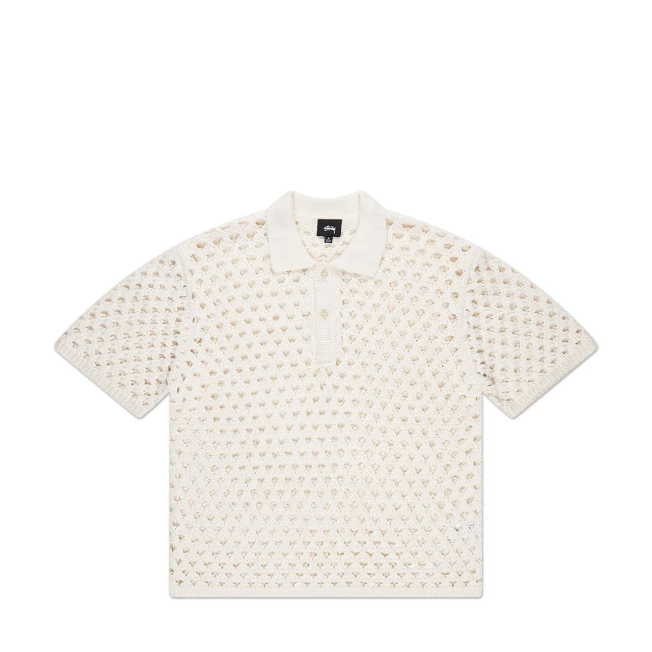 stüssy big mesh polo sweater (ivory)