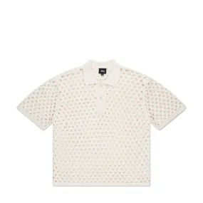 stüssy big mesh polo sweater (ivory)