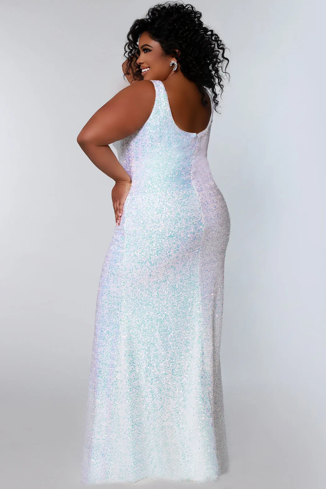 Tease Prom TE2201 Sydneys Closet Long Fitted Sequin Plus size prom dress slit