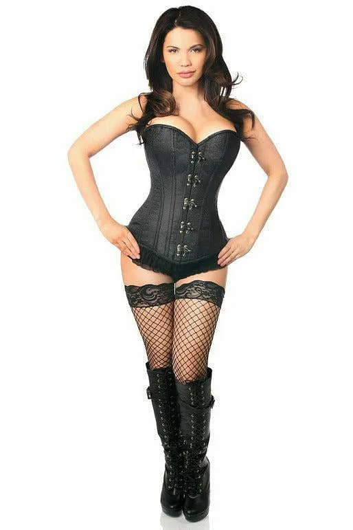 Top Drawer Black Brocade Steel Boned Corset w/Clasp Closure