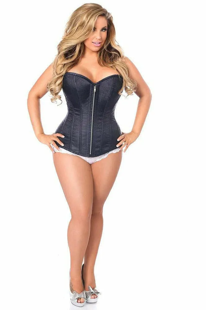 Top Drawer Navy Blue Brocade Steel Boned Corset