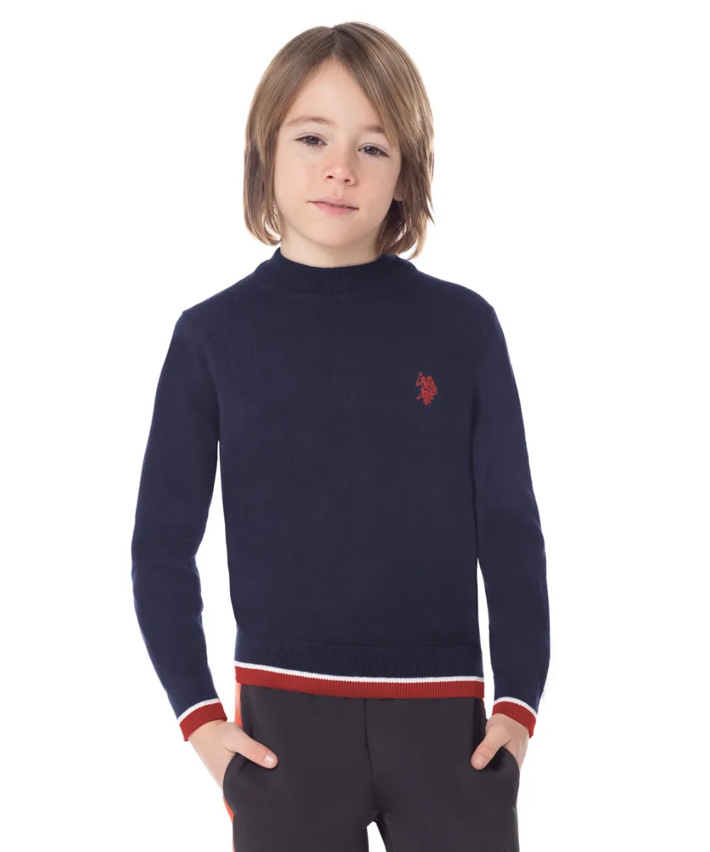 US POLO KIDS CREWNECK SWEATER IN BLUE