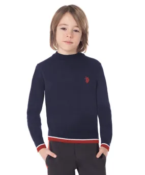 US POLO KIDS CREWNECK SWEATER IN BLUE
