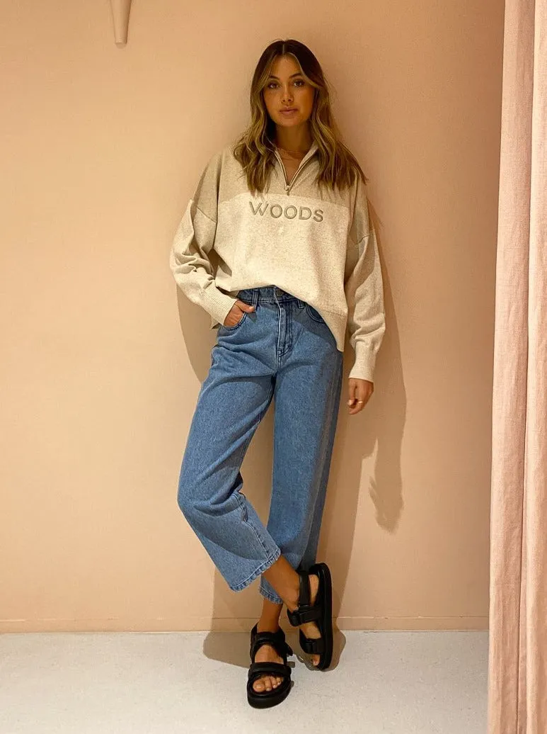 Viktoria & Woods Zip Knit In Oyster Marl
