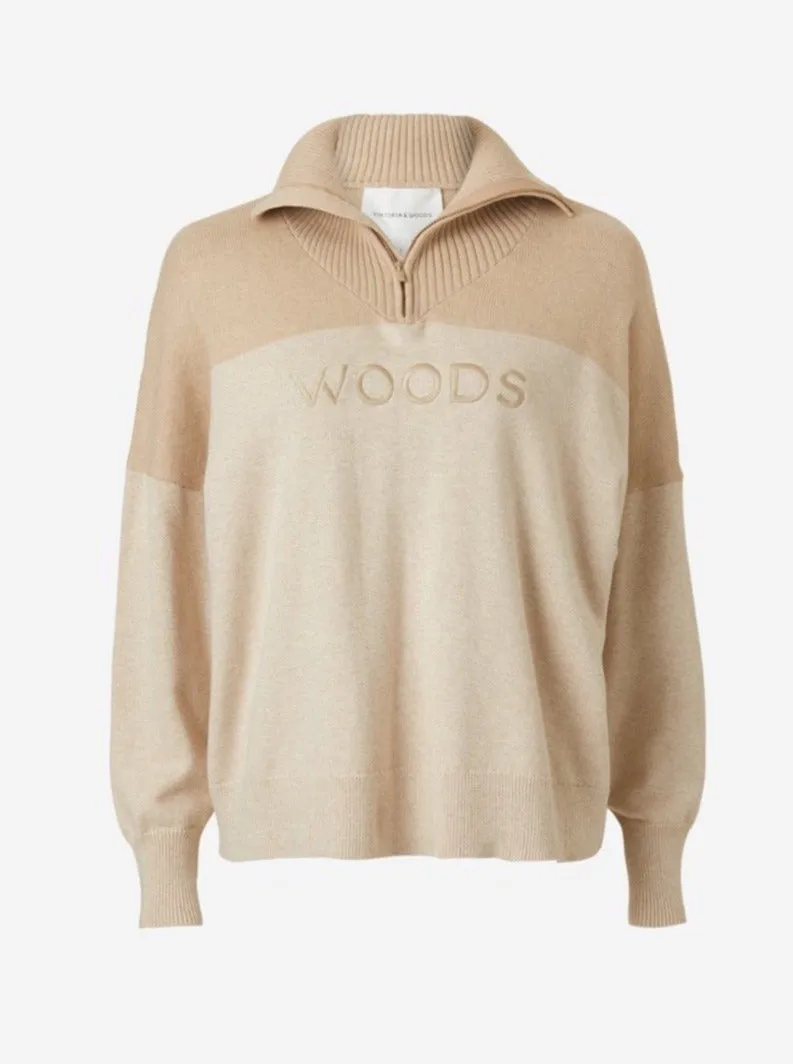 Viktoria & Woods Zip Knit In Oyster Marl