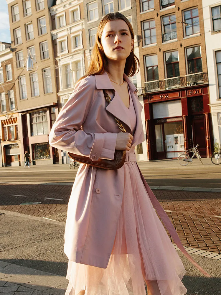 Worsted Woolen Mid-length Women Trench Coat