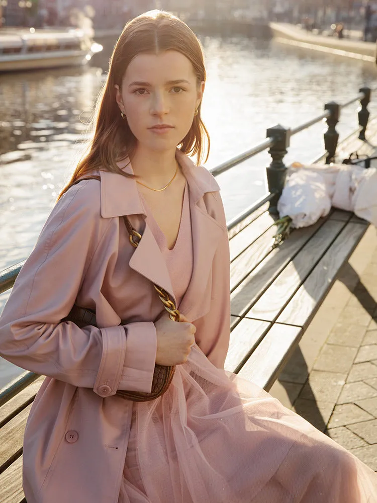 Worsted Woolen Mid-length Women Trench Coat