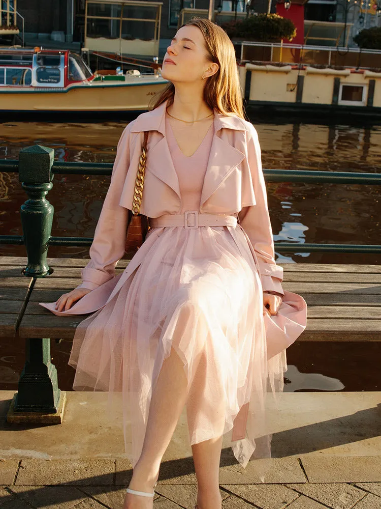 Worsted Woolen Mid-length Women Trench Coat