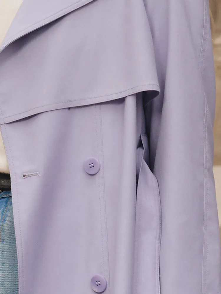 Worsted Woolen Mid-length Women Trench Coat