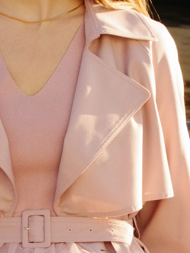 Worsted Woolen Mid-length Women Trench Coat