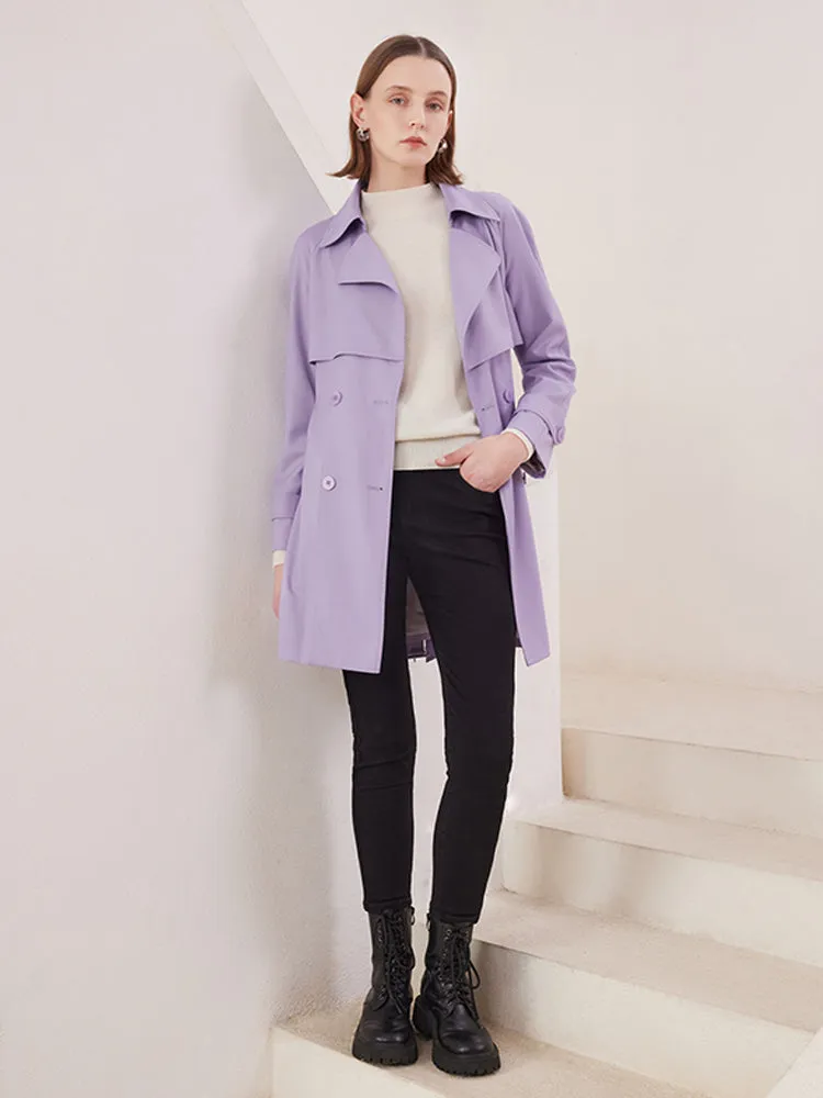 Worsted Woolen Mid-length Women Trench Coat