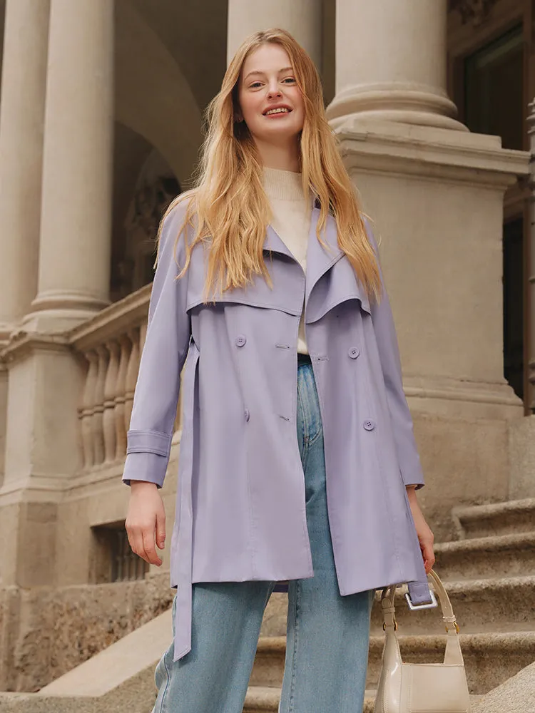 Worsted Woolen Mid-length Women Trench Coat