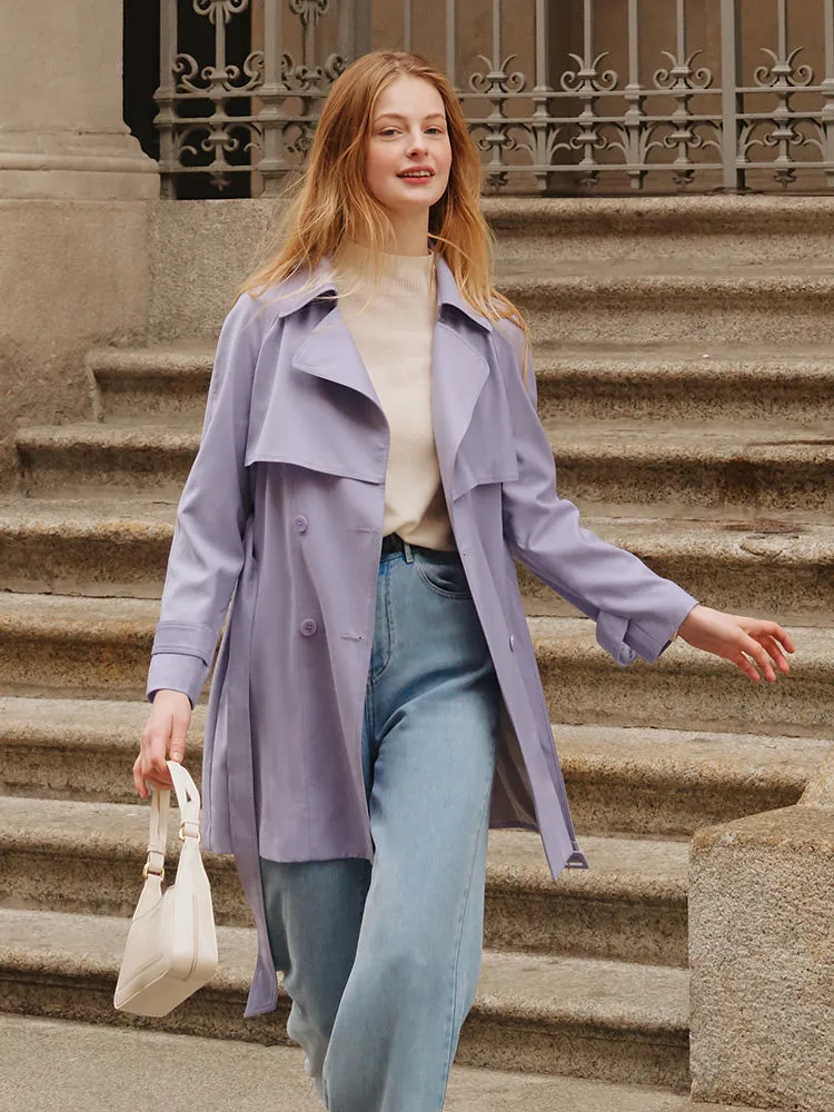 Worsted Woolen Mid-length Women Trench Coat