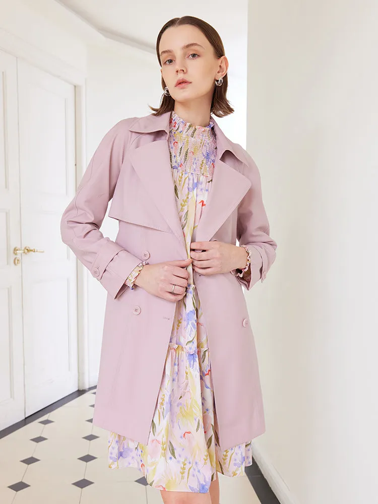 Worsted Woolen Mid-length Women Trench Coat